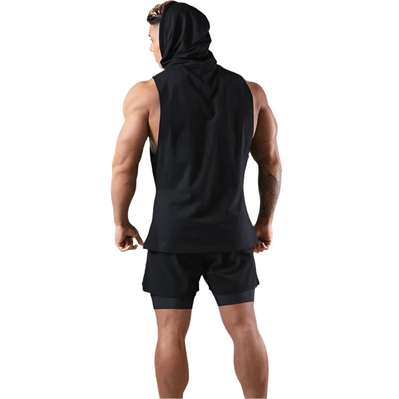 Hooded tank top D4 (Black) - Dacosi
